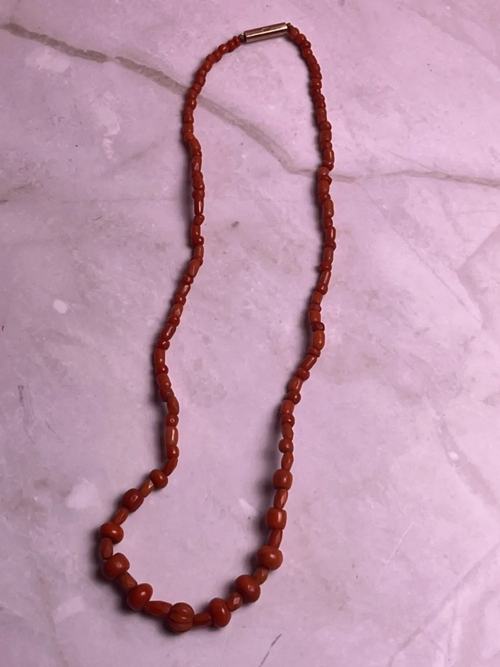 Antique 1900's 9k gold & Carnelian Beaded necklace - Picture 7 of 10